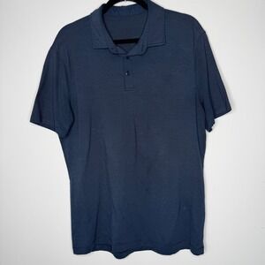 Lululemon Evolution Polo Shirt Mens Large Navy Blue Heathered Short Sleeve Golf